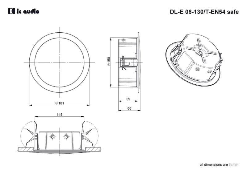Boxă de plafon ic audio DL-E 06-130/T-EN54 safe thumbnail 3