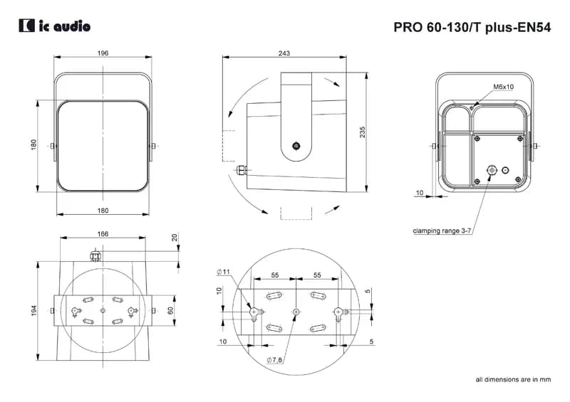 Boxă coaxială ic audio PRO 60-130/T plus black-EN54 thumbnail 5