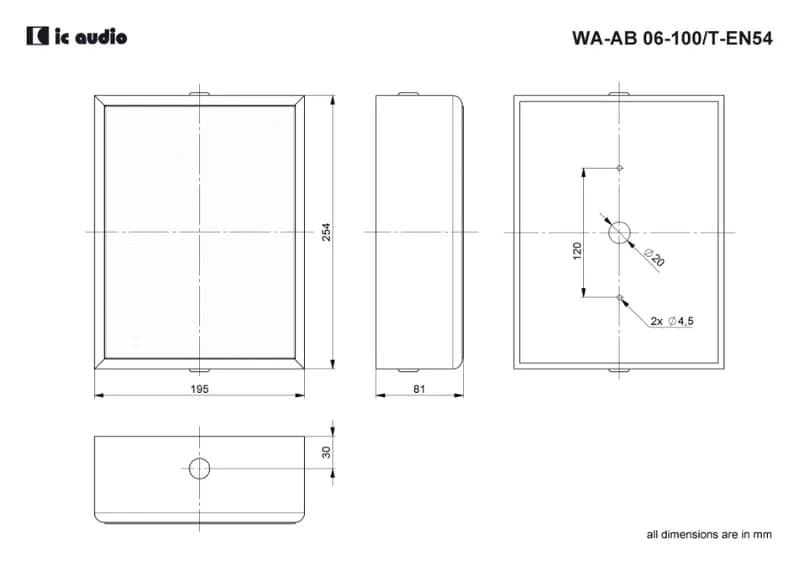 Boxă de perete pentru cablare AB ic audio WA-AB 06-100/T black-EN54 thumbnail 2